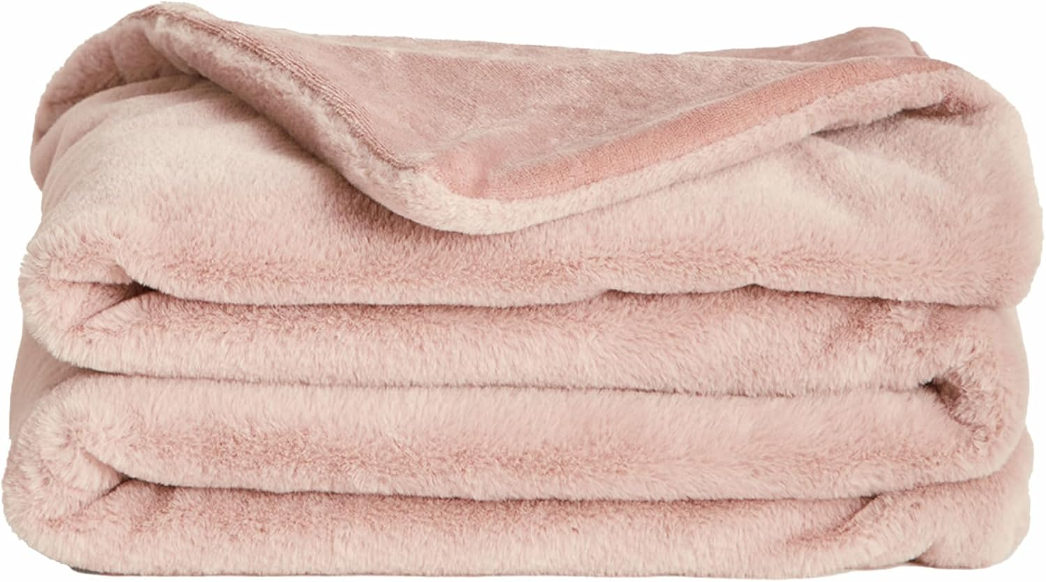 Rosy Baby Pink Faux Fur Lightweight Blanket, Small