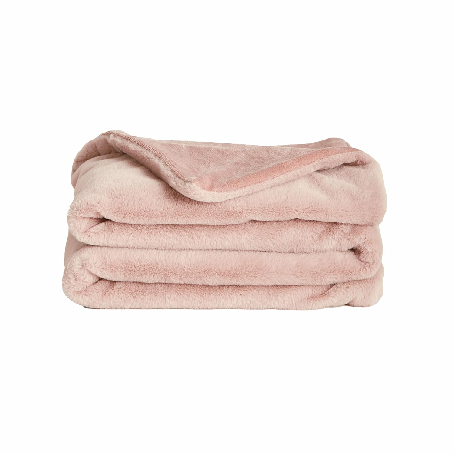 Rosy Baby Pink Faux Fur Lightweight Blanket, Small