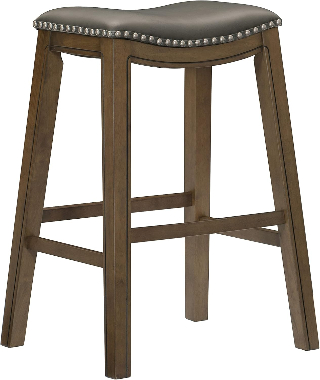 Homelegance 29" Pub Height Wooden Bar Stool Saddle Seat Barstool, Gray Brown