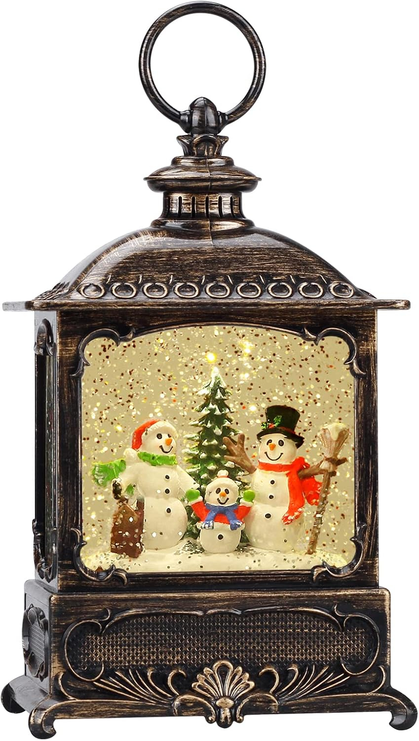 The Holiday Aisle® 2024 Christmas Decor Snow Globe Lantern - Glittering, Plug-in/3 AA Battery/USB Powered