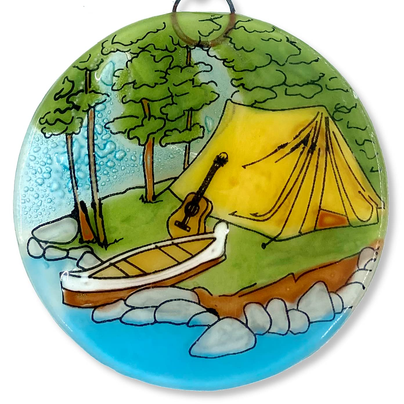 Ruth's Ethical Goods Camping Tent Christmas Tree Ornament - Art Glass Light Catcher