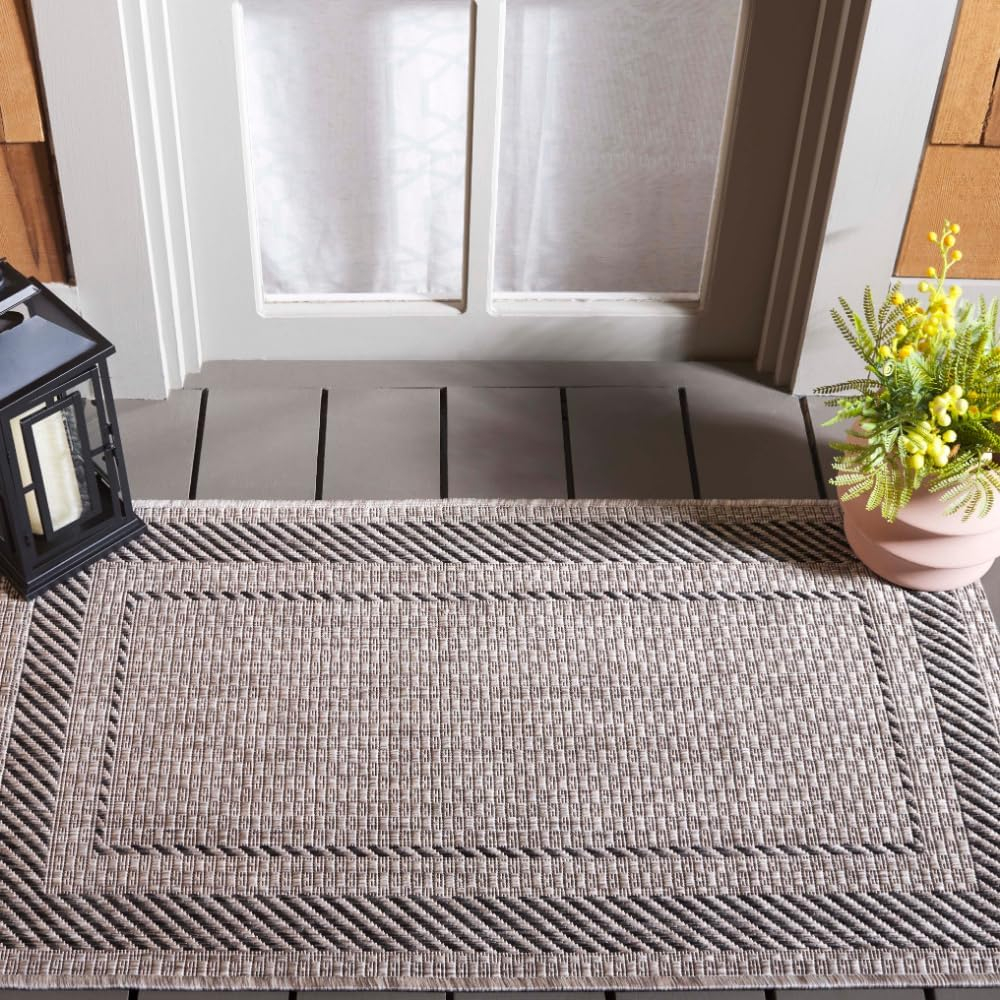 Courtyard CY8477 Power Loomed Indoor/Outdoor Accent Rug - Beige/Black - 2'x3'7" - Safavieh.