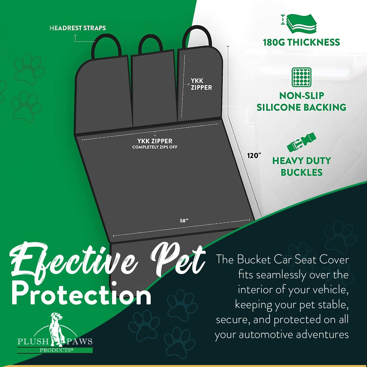 Plush Paws Premium Waterproof Nonslip Scratchproof Convertible Cargo Liner for Cars & SUVs Regular Black