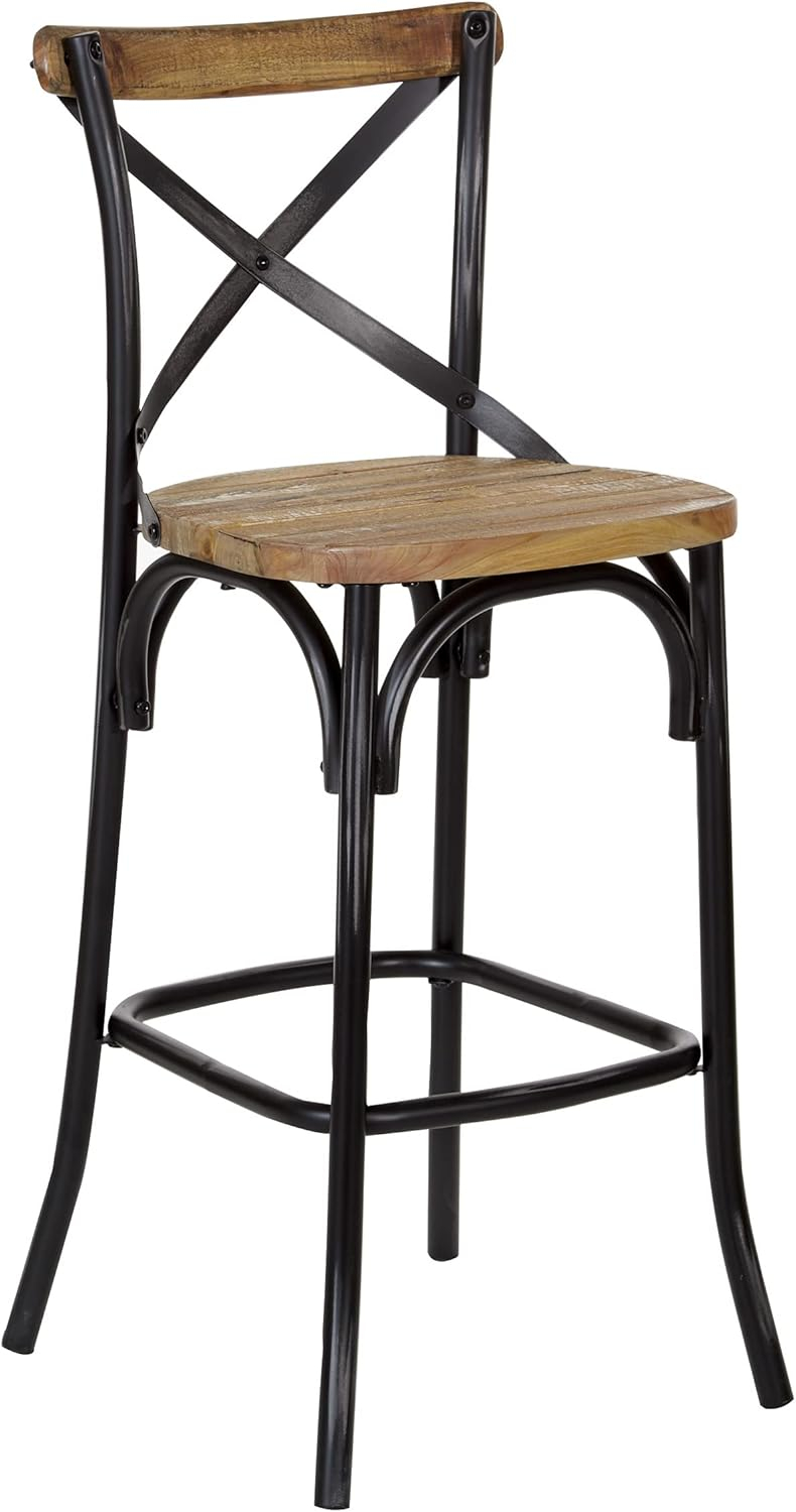 OSP Home Furnishings Somerset 30" Bar Stool with Back in Antique Black K/D