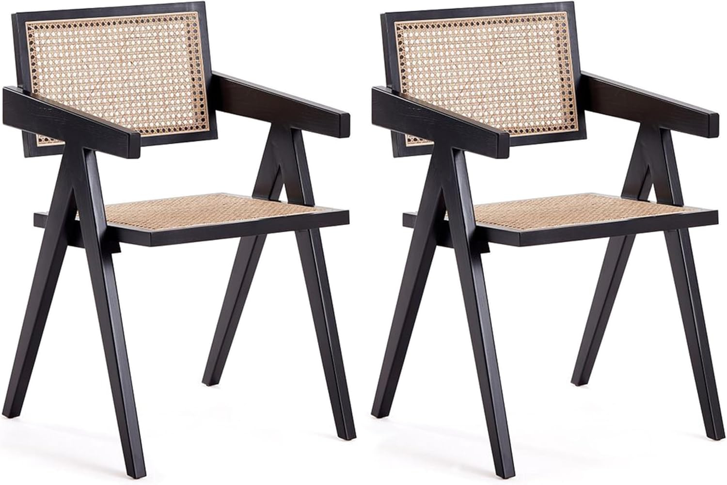Manhattan Comfort Hamlet 18.11" Wood Dining Arm Chair in Black (Set of 2)