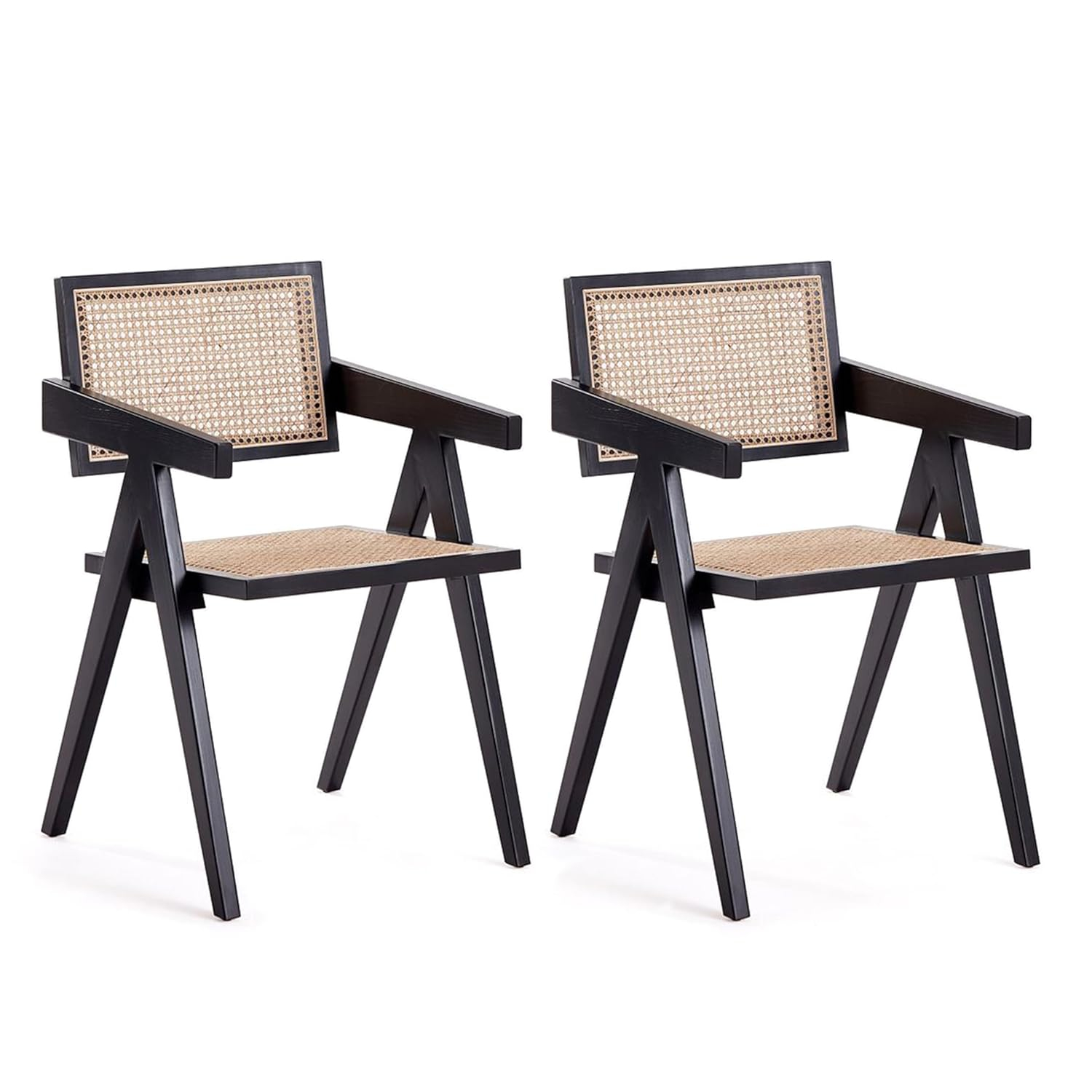 Manhattan Comfort Hamlet 18.11" Wood Dining Arm Chair in Black (Set of 2)
