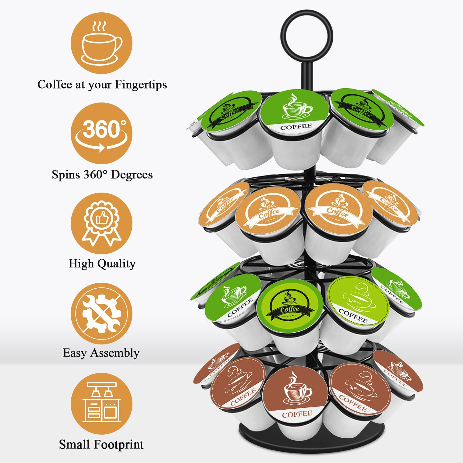 Black Metal 360-Degree Rotating K-Cup Coffee Pod Holder