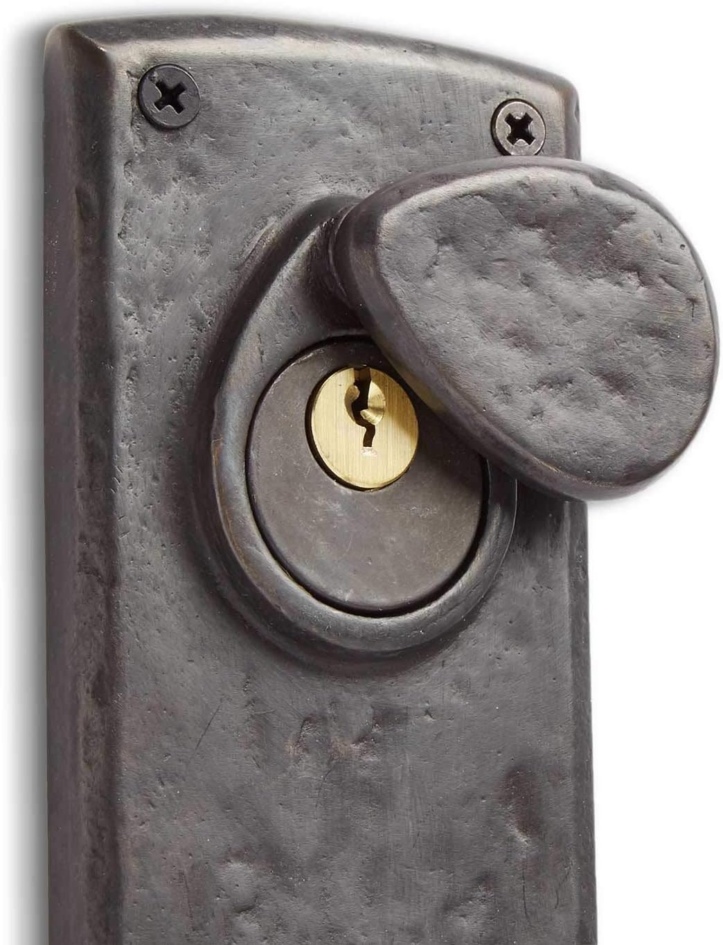 Signature Hardware 305480 Bullock Left Handed Solid Bronze Keyed Entry Door Lever Set with 2-3/4" Backset - Dark Bronze
