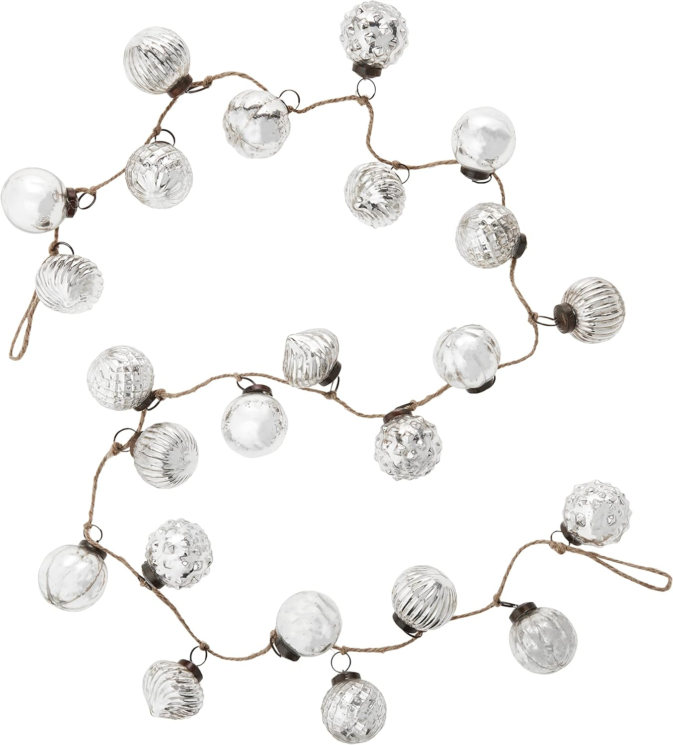 Creative Co-Op Embossed Antique Silver Mercury Glass Ornamental Garland (XC5496)