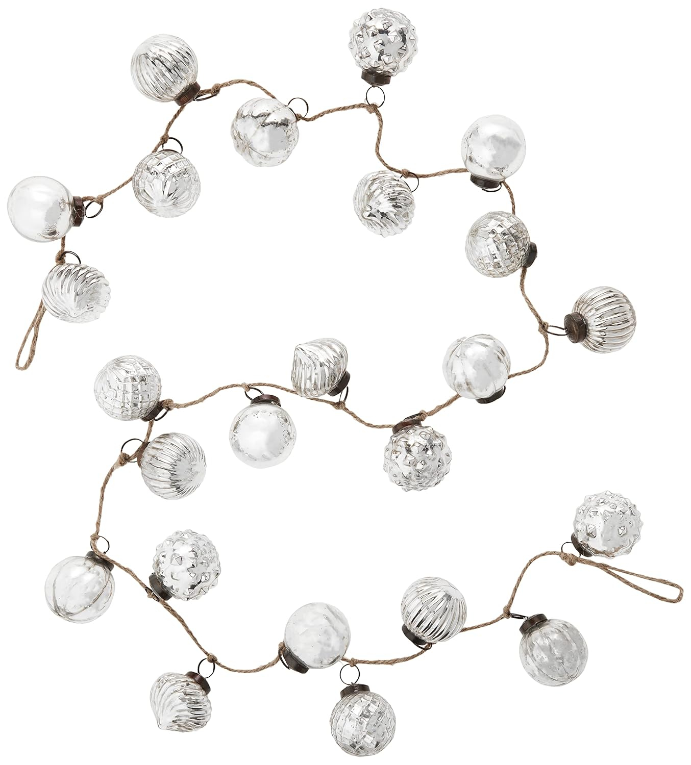 Creative Co-Op Embossed Antique Silver Mercury Glass Ornamental Garland (XC5496)