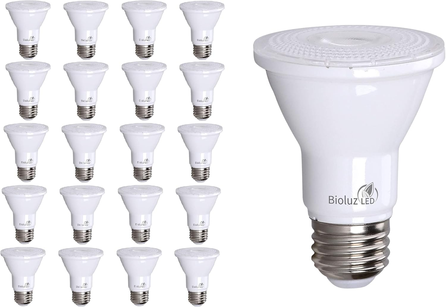 4 Pack Bioluz LED PAR20 LED Bulb Dimmable Outdoor Indoor Spot Light 3000K Soft White UL Listed