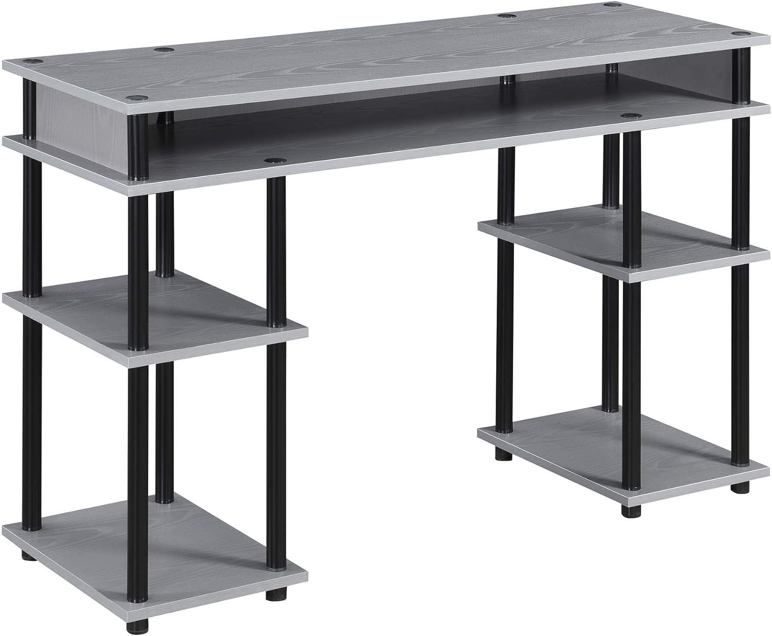 Designs2Go No-tools Student Desk in Gray Wood Finish and Black Steel Poles