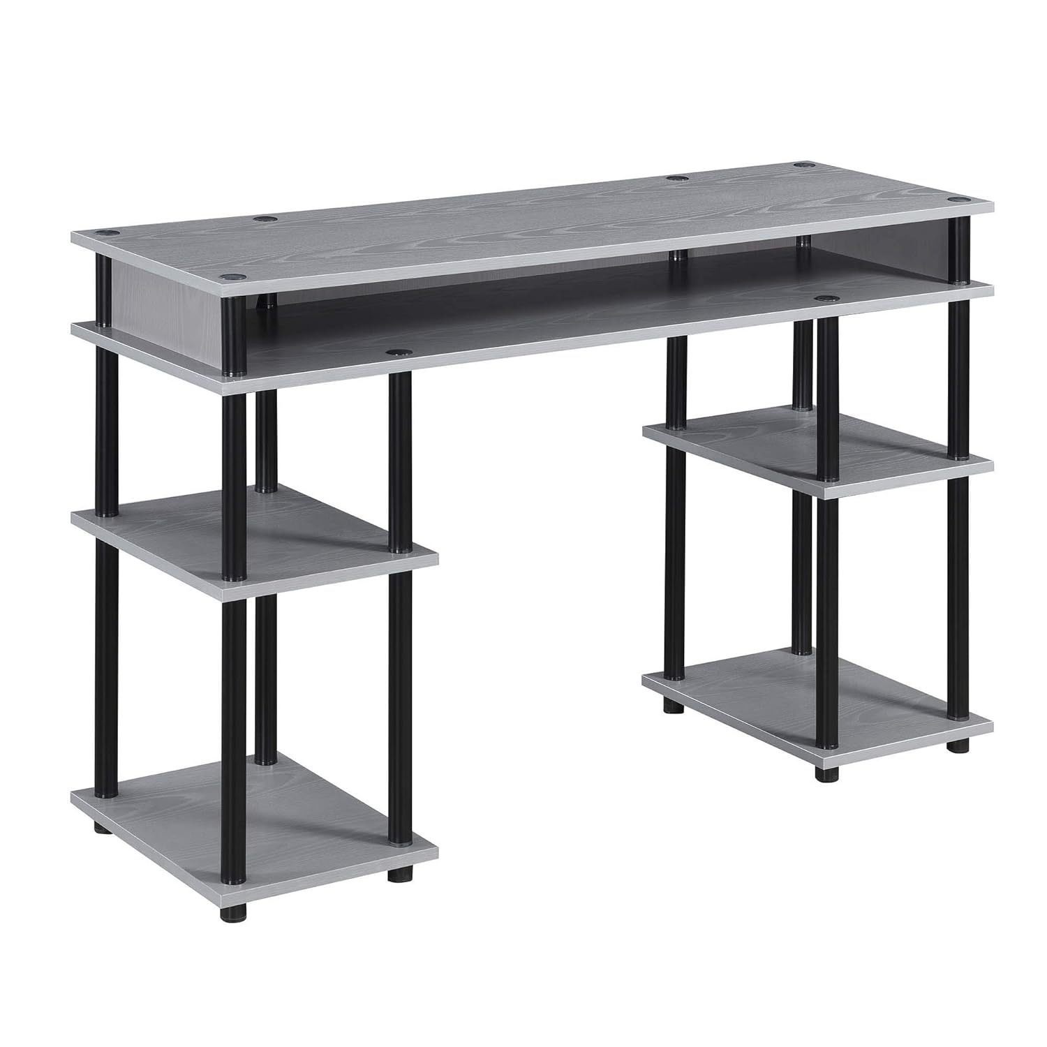 Designs2Go No-tools Student Desk in Gray Wood Finish and Black Steel Poles