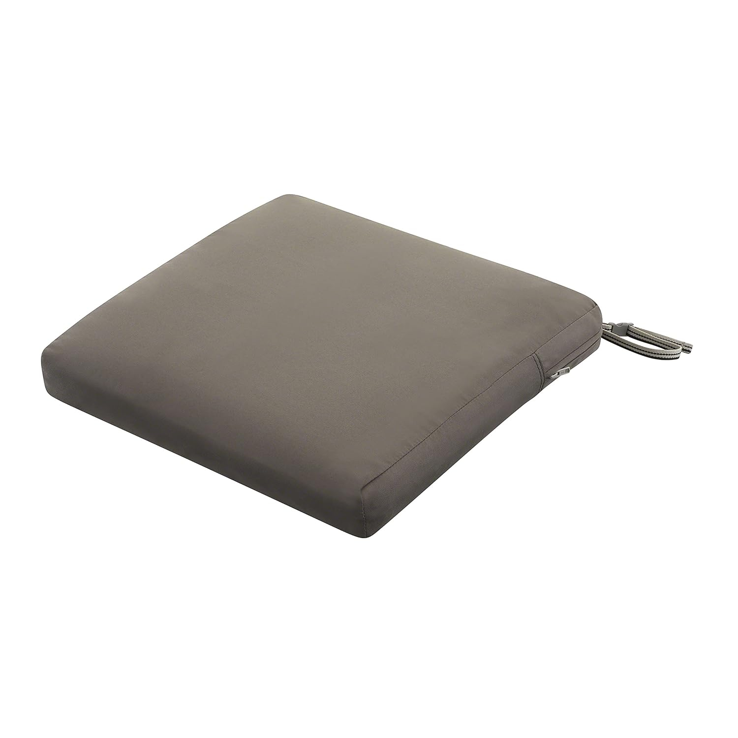 Classic Accessories Ravenna® Square Patio Seat Cushion Slip Cover & Foam - Durable Outdoor Cushion, Dark Taupe, 19"W x 19"D x 3"Thick