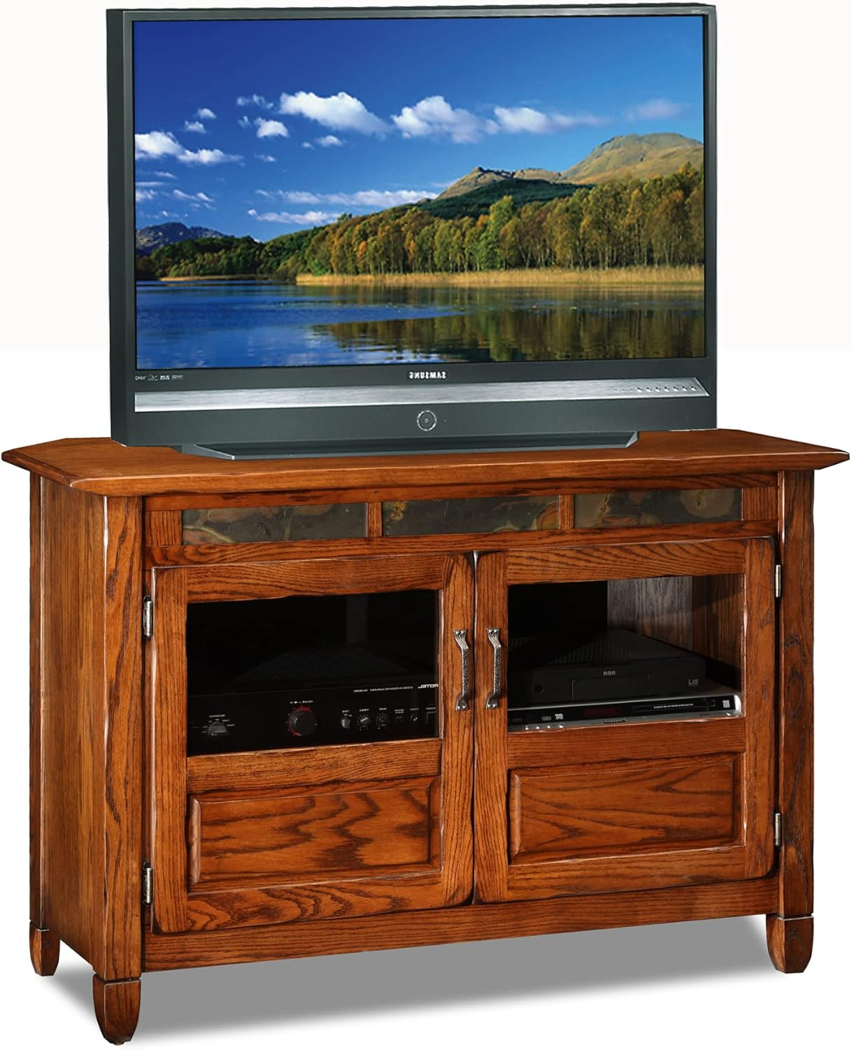 Design House Rustic Oak TV Stand in Distressed Rustic Autumn, 46-Inch