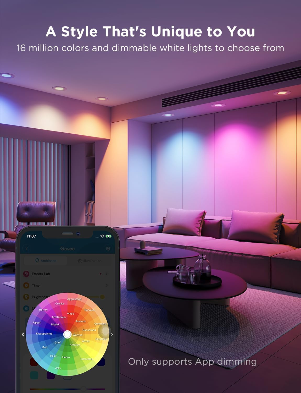 Smart RGBWW LED Recessed Downlight with App Control, 4 Pack