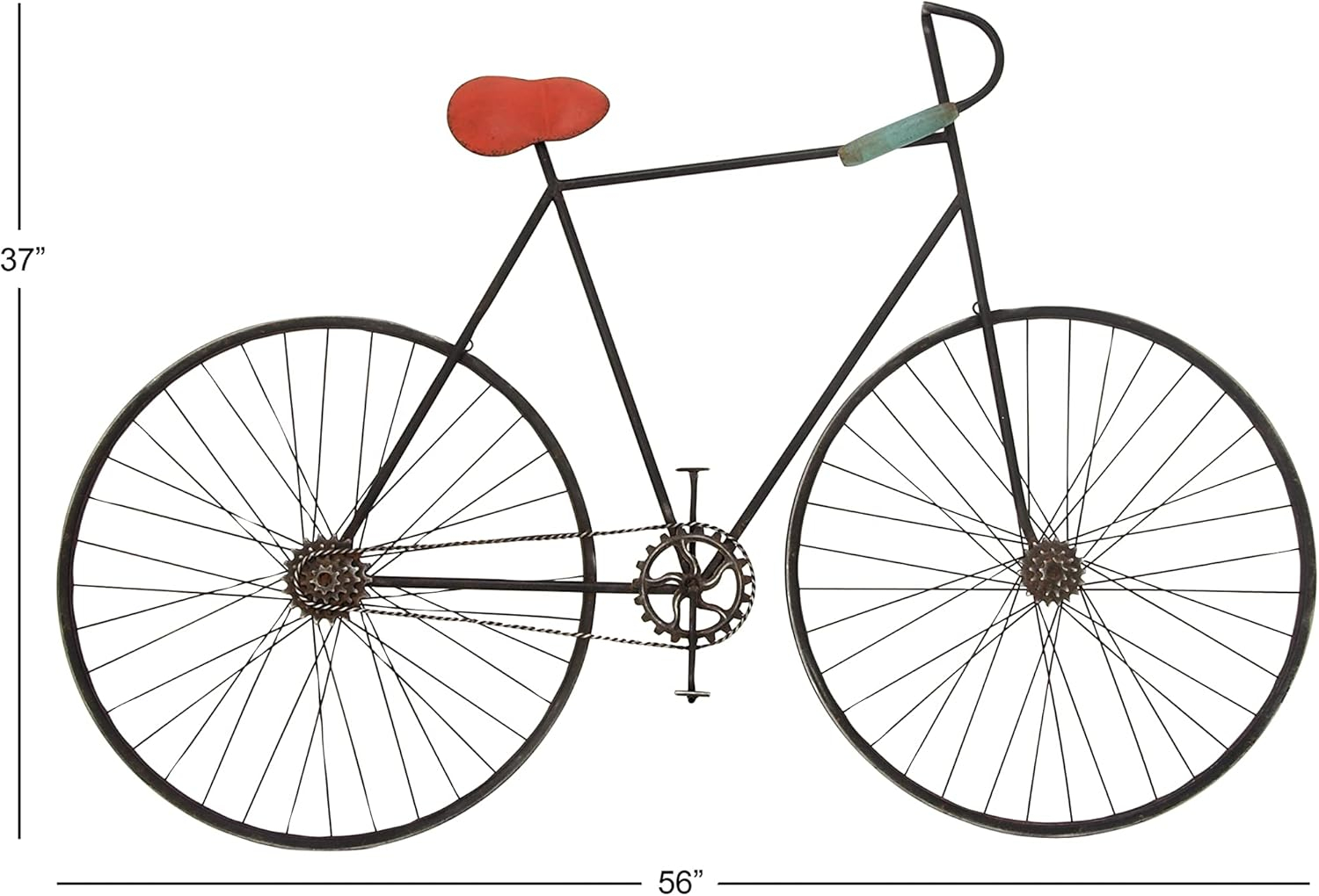Deco 79 Metal Bike Wall Decor with Seat and Handles, 56" x 3" x 37", Black
