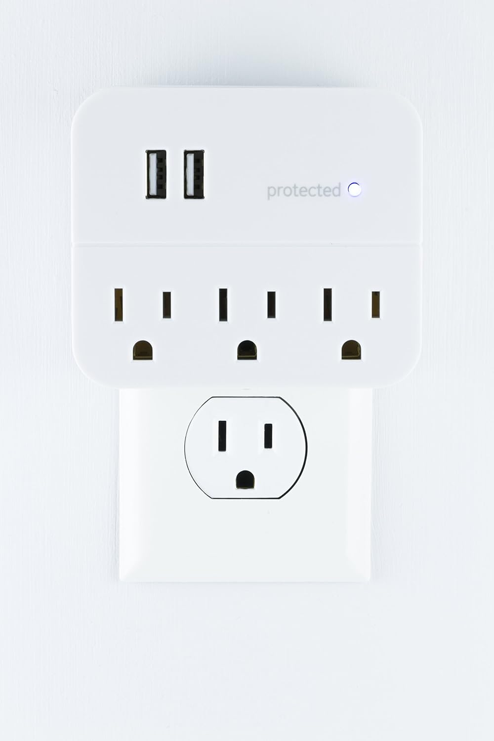 GE 3-Outlet Surge Protector Tap with USB Charging, White - 14512