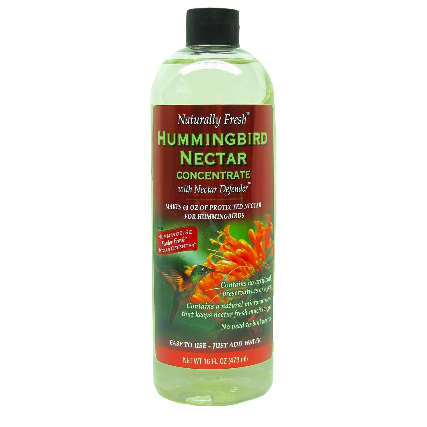 Naturally Fresh Hummingbird Nectar Liquid Concentrate  with Nectar Defender - Lasts Longer In Hummingbird Feeders - Makes 64 ounces of Clear Nectar