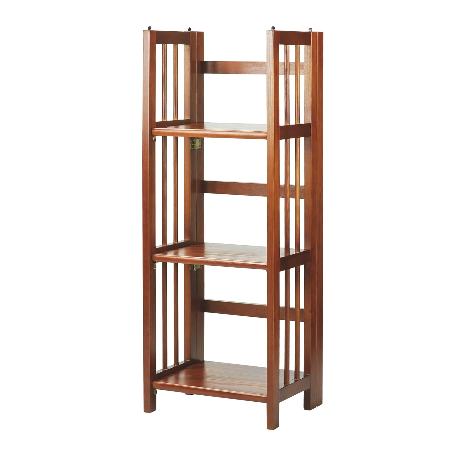 Casual Home 3 Shelf 14 Inch Folding Office Furniture Wood Bookcase, Mahogany