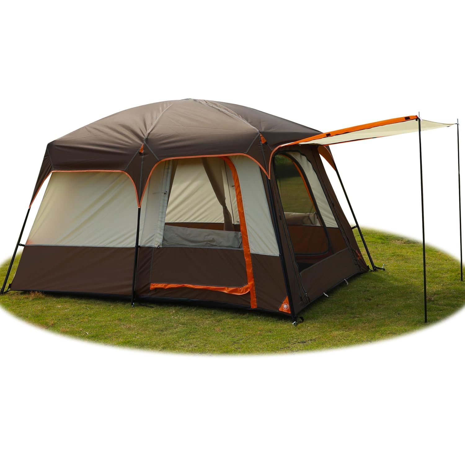 Large Gray and Orange Waterproof 6-Person Cabin Tent