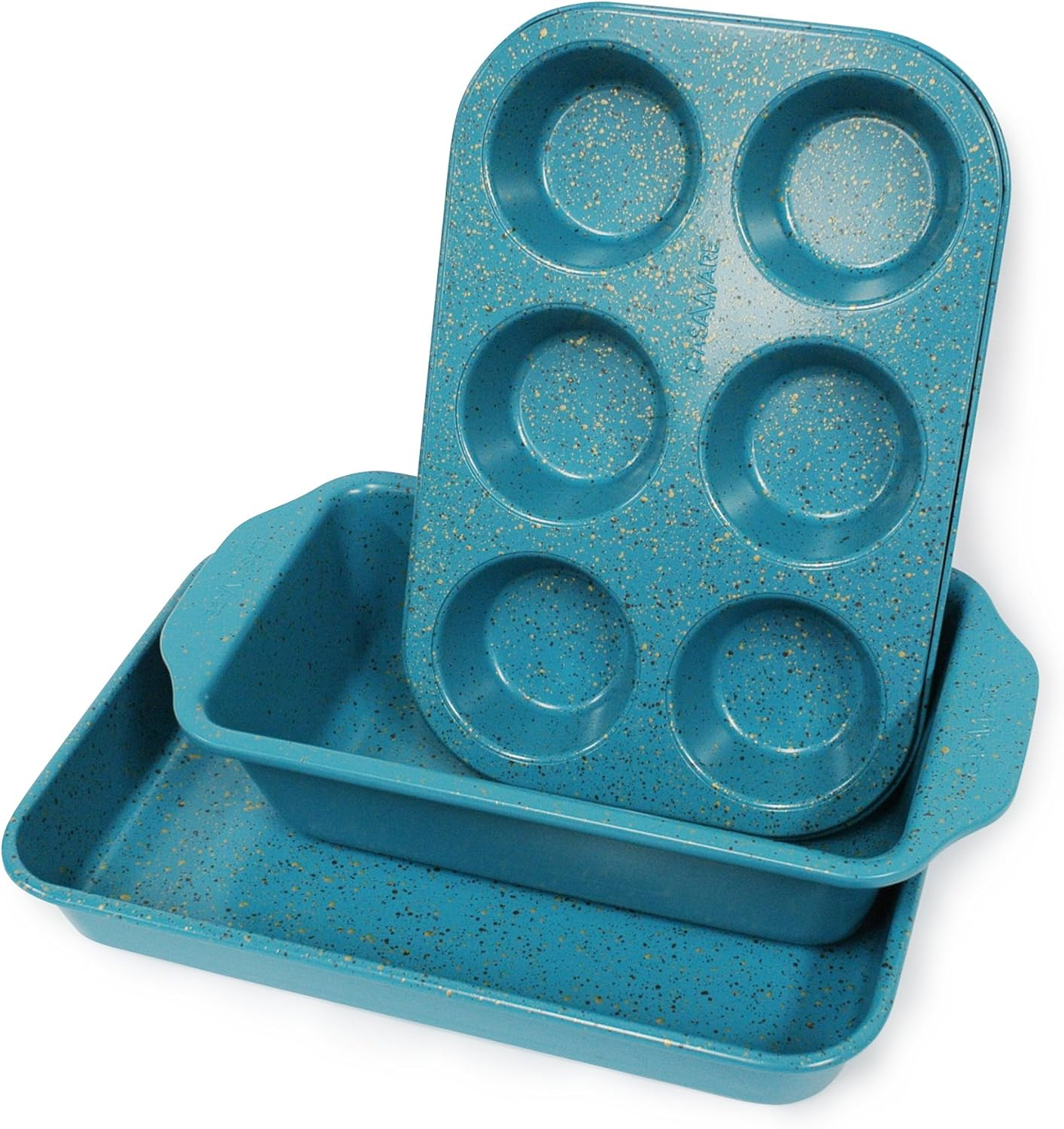 casaWare Toaster Oven 3-Piece Set (Blue - Granite)