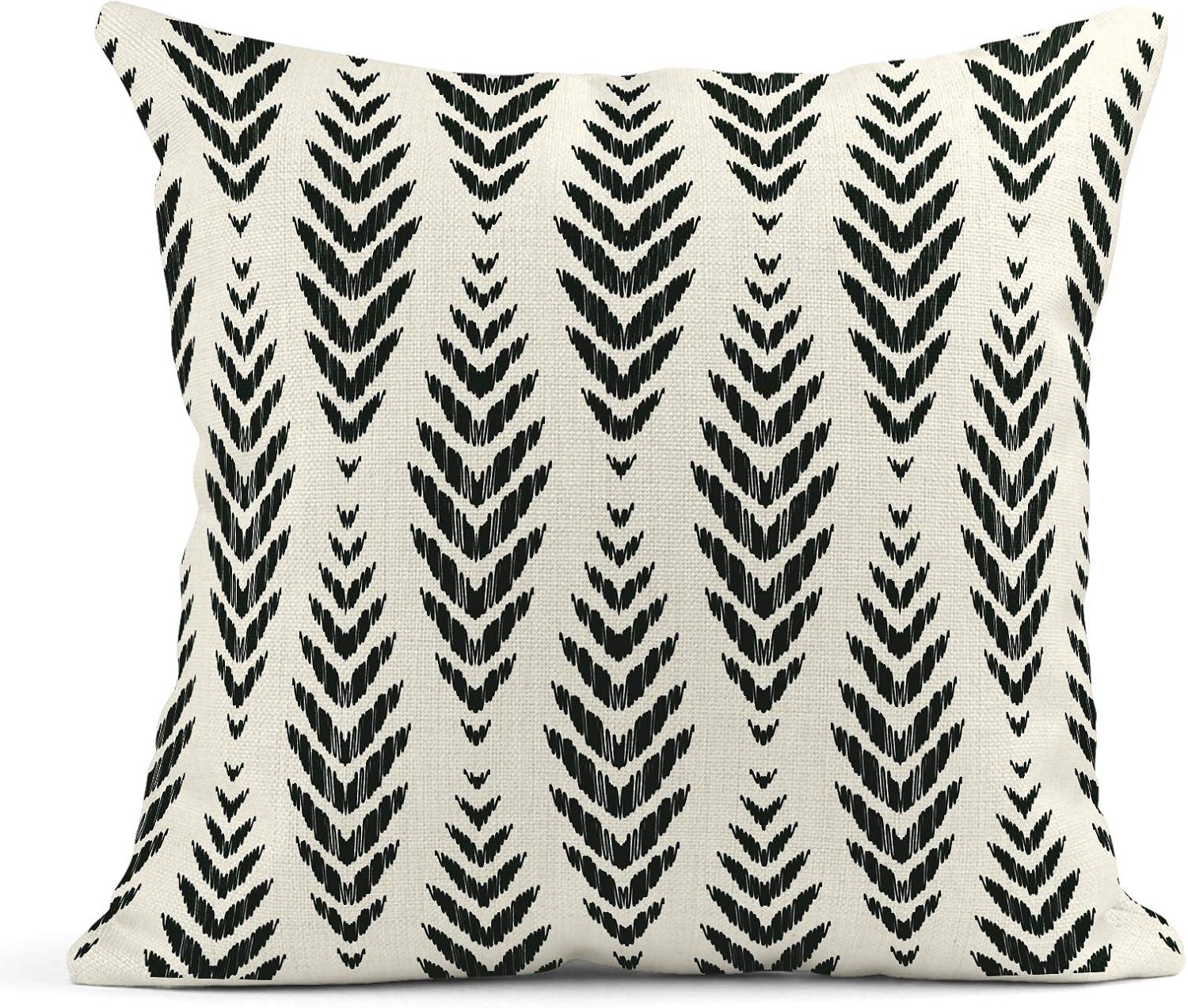 Set of 4 Throw Pillow Covers Ikat Tribal and Boho Bohemian Black Ethnic Herringbone for Ideas Decor Linen Outdoor Pillow Cases Home Decorative Square 18x18 Inches Pillowcases