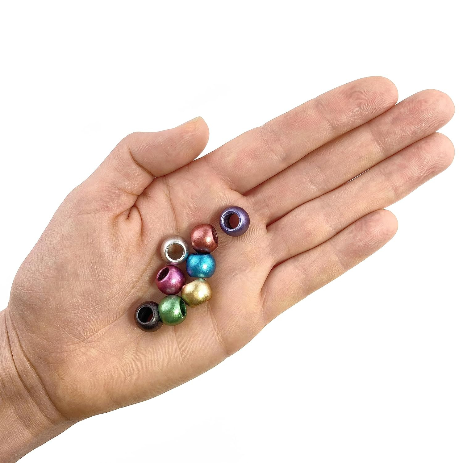 400 Multicolor Matte Metallic Acrylic Large Hole Beads 12mm with 5.7mm Hole