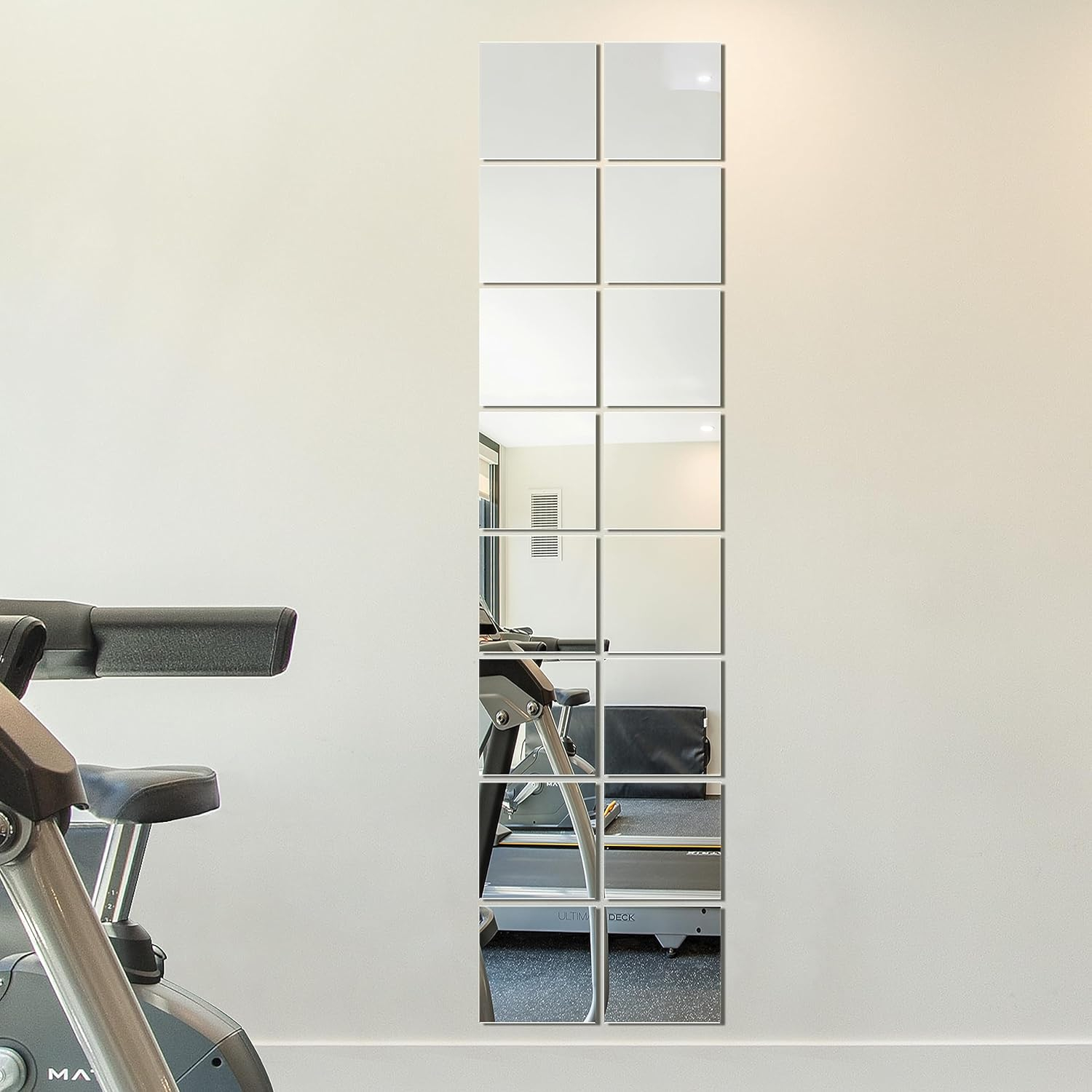 Delma Glass Full Length Wall Mirror Tiles, 14'' x 12'' 4PCS, Frameless Body Tiles for Bedroom, Mounted Home Gym, Door