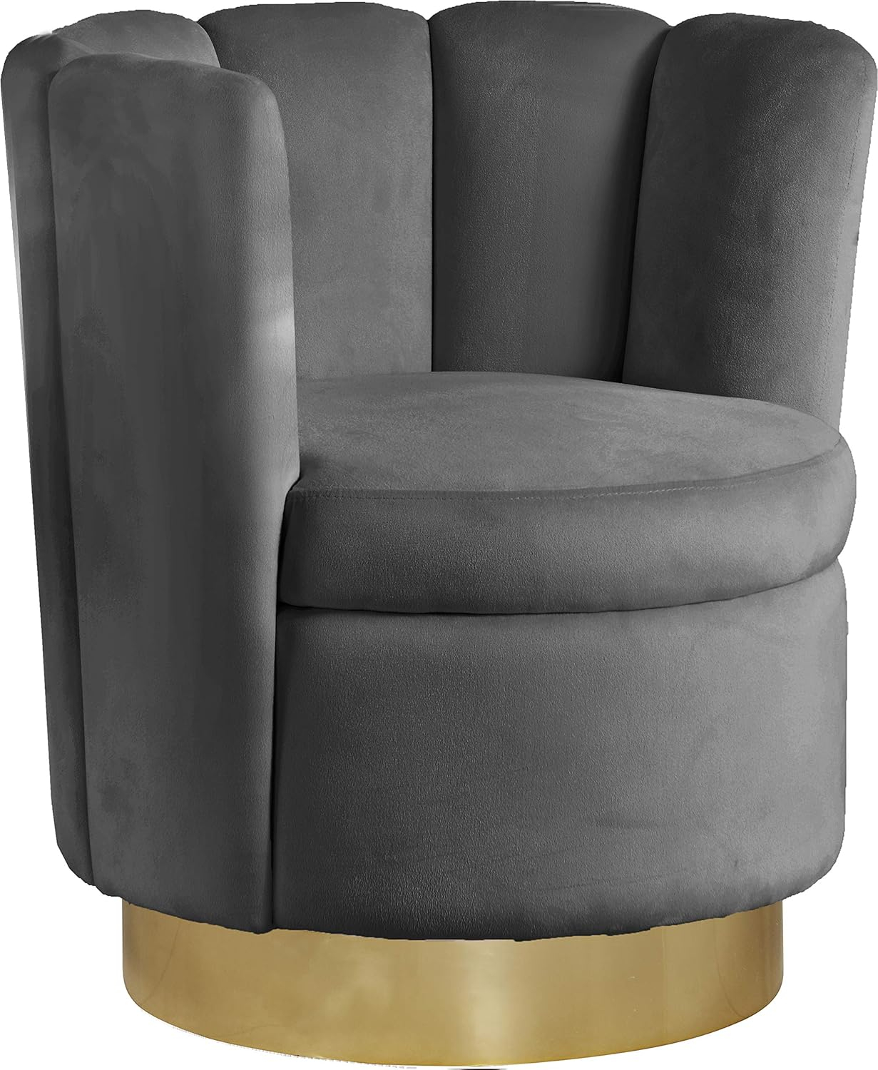 Meridian Furniture Lily Cream Velvet Swivel Accent Chair