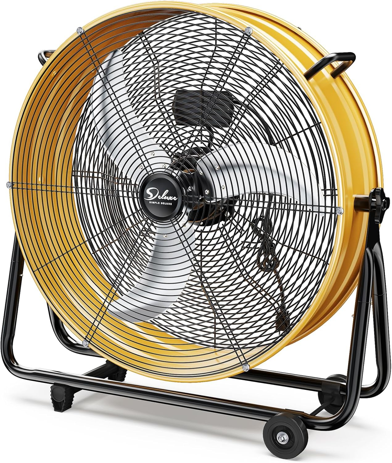Simple Deluxe Heavy Duty Metal Drum Fan, 3-Speed High Velocity Industrial Floor Fan for Warehouses, Workshops, Factories and Basements, 30 Inch