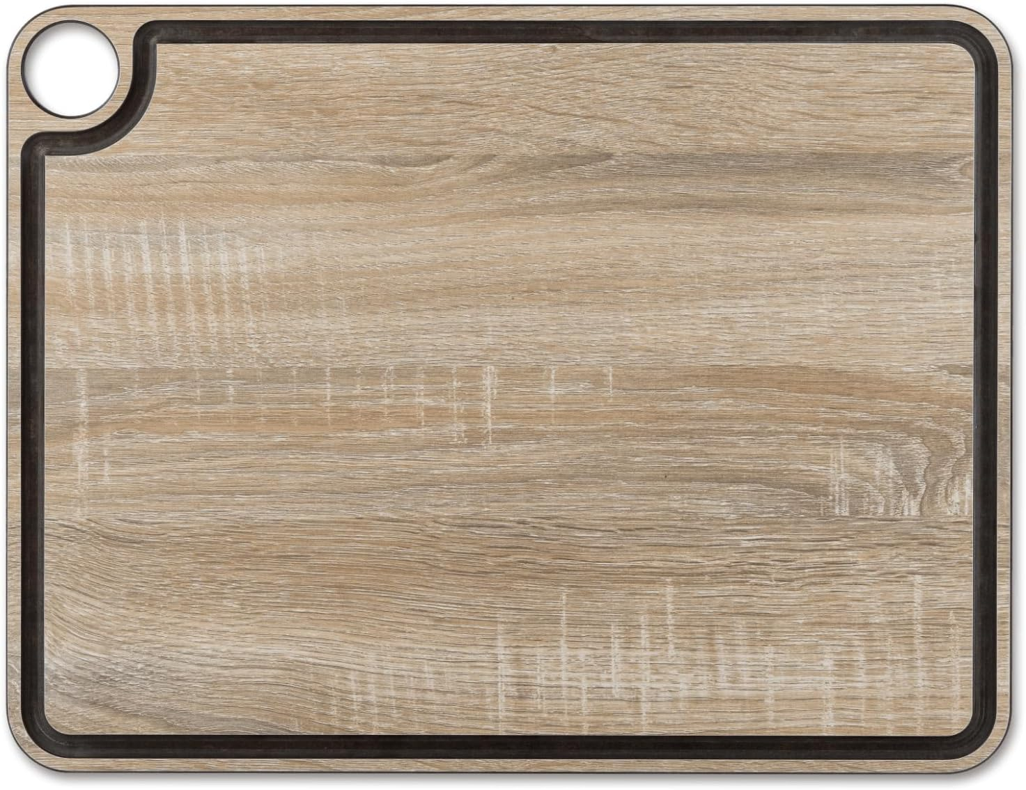 ARCOS Cutting Board with Channel and Hanger. Wood Smooth Surface for Chopping Food in Cellulose Fibre and Resin. Professional Meat and Vegetable Cutting Utensil. Serving Board. Color Brown. 17"x13"