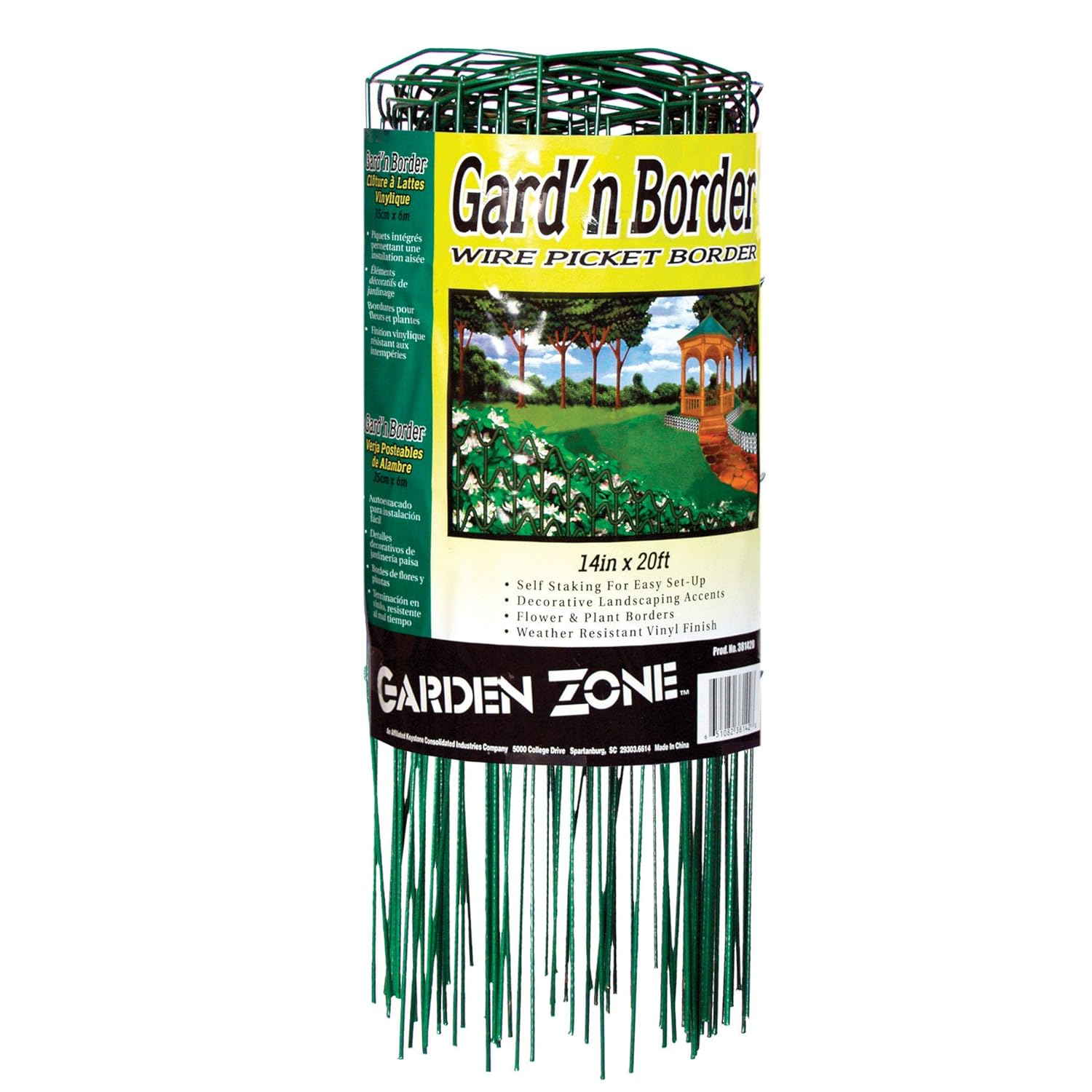 Green 20-Foot Wire Picket Garden Border Fence