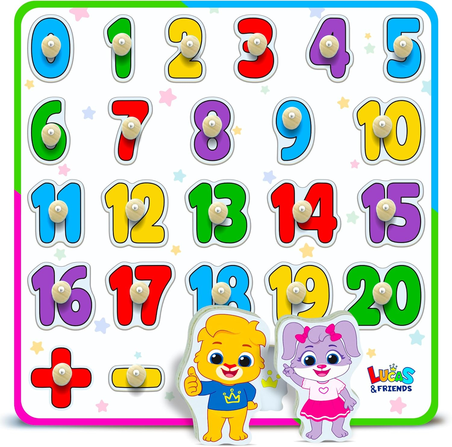 Lucas & Friends Wooden Numbers Puzzle for Toddlers, Learn Numbers & Counting Puzzle Board
