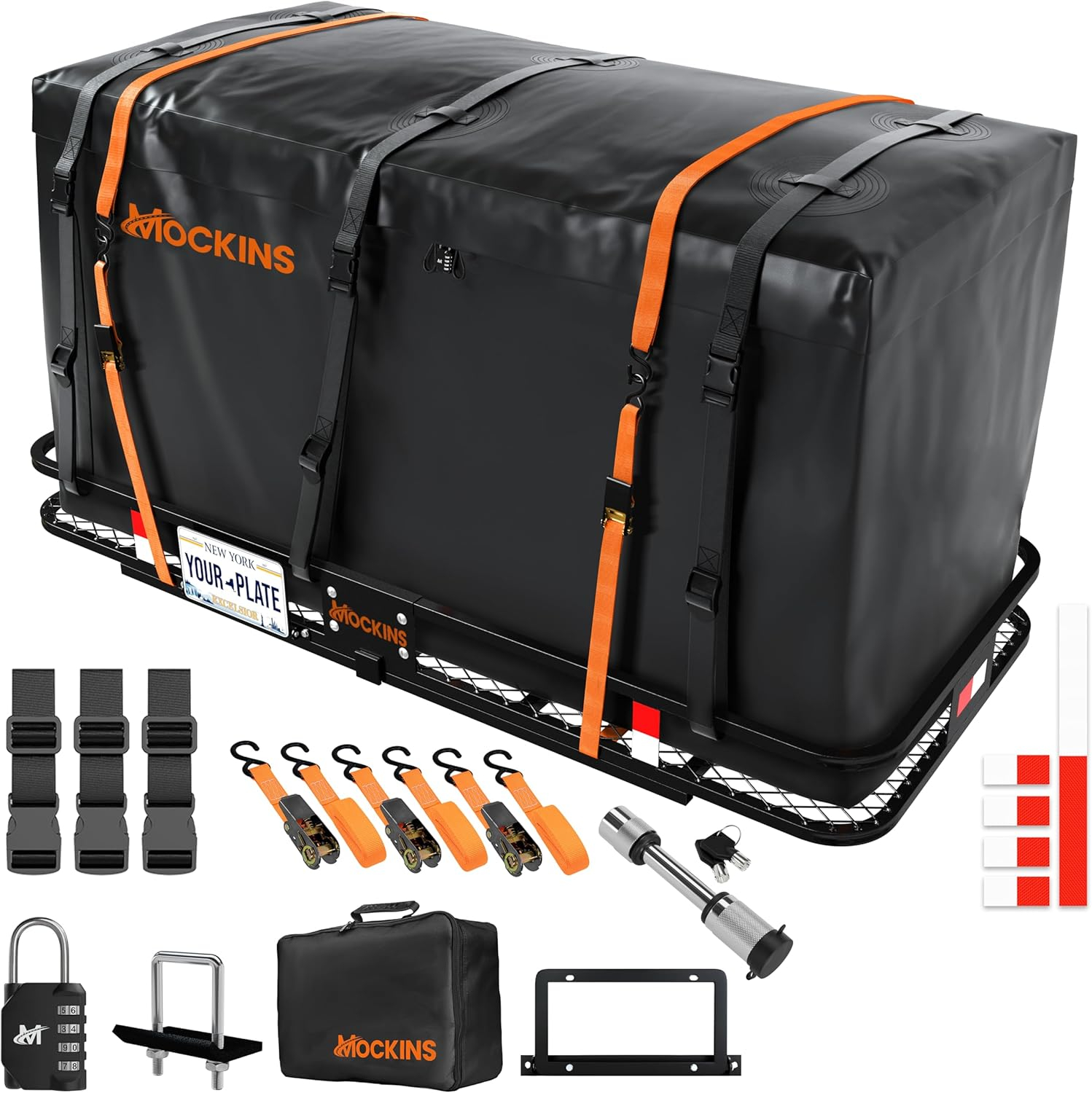 70 in. x 30 in. x 6 in. Foldable Hitch Cargo Carrier with 500 lbs. Capacity - Includes 40 cu. ft. Waterproof Cargo Bag