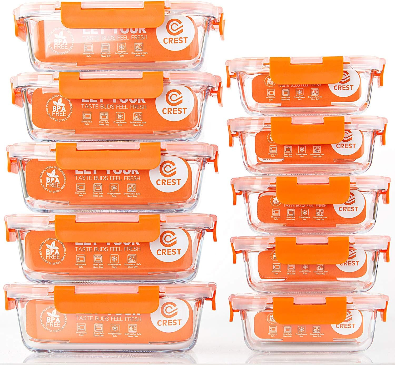 Orange Borosilicate Glass Lunch Box Set with Lids