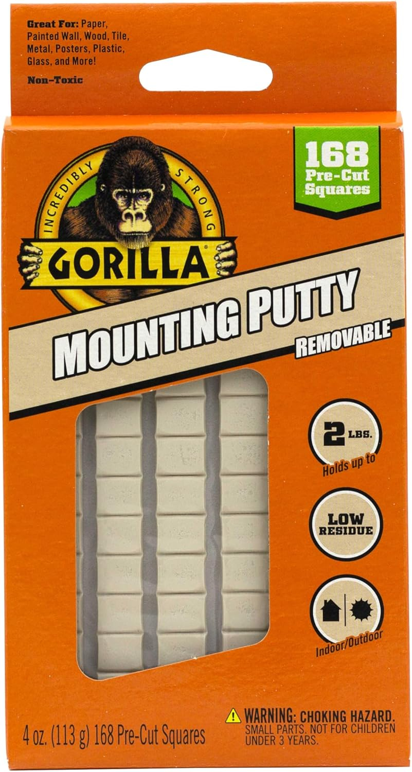Gorilla Glue Brand Mounting Putty 4oz 24pc for Hardware Adhesives Recommended Surface