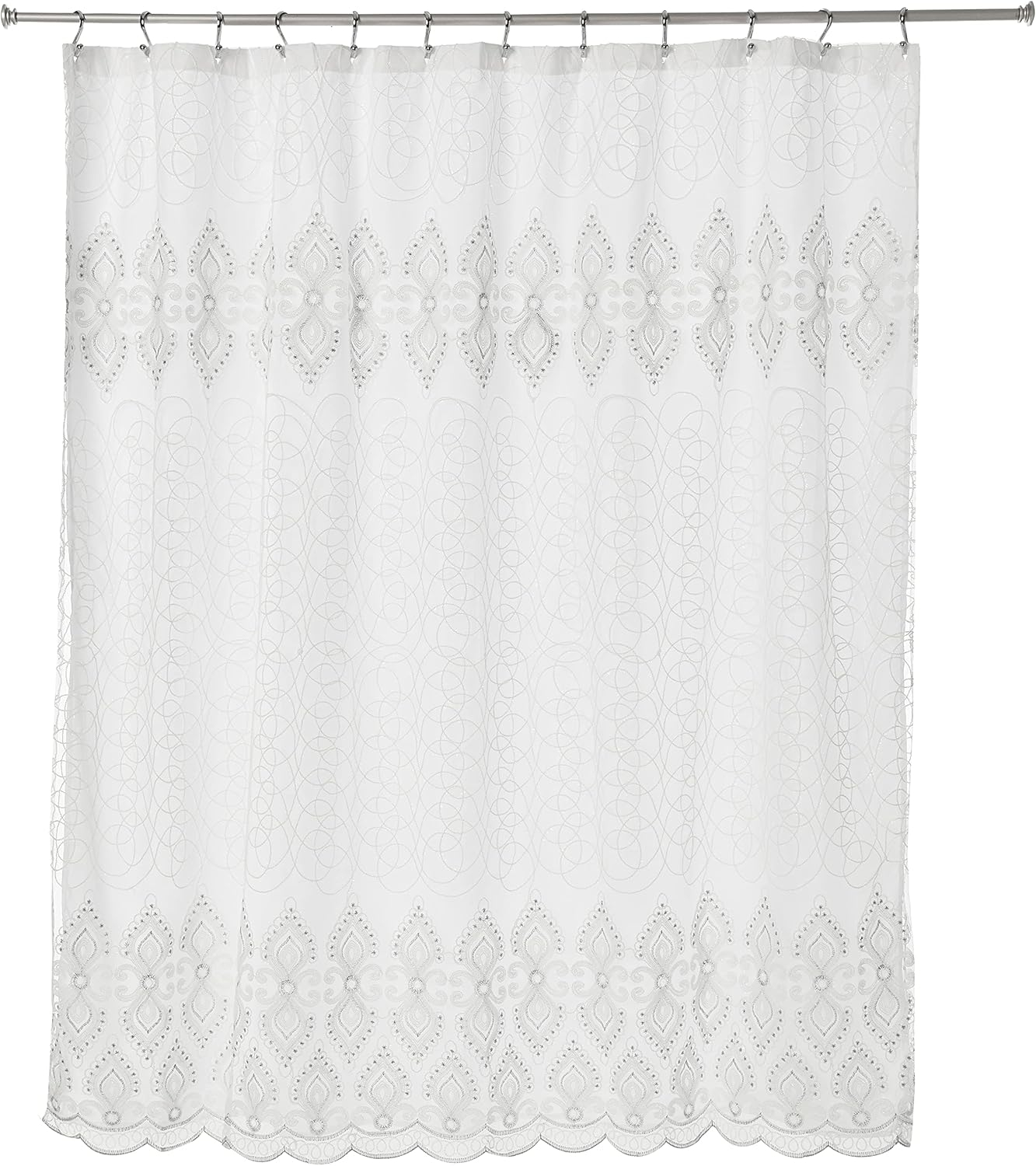 Popular Bath Monaco, Shower Curtain, White