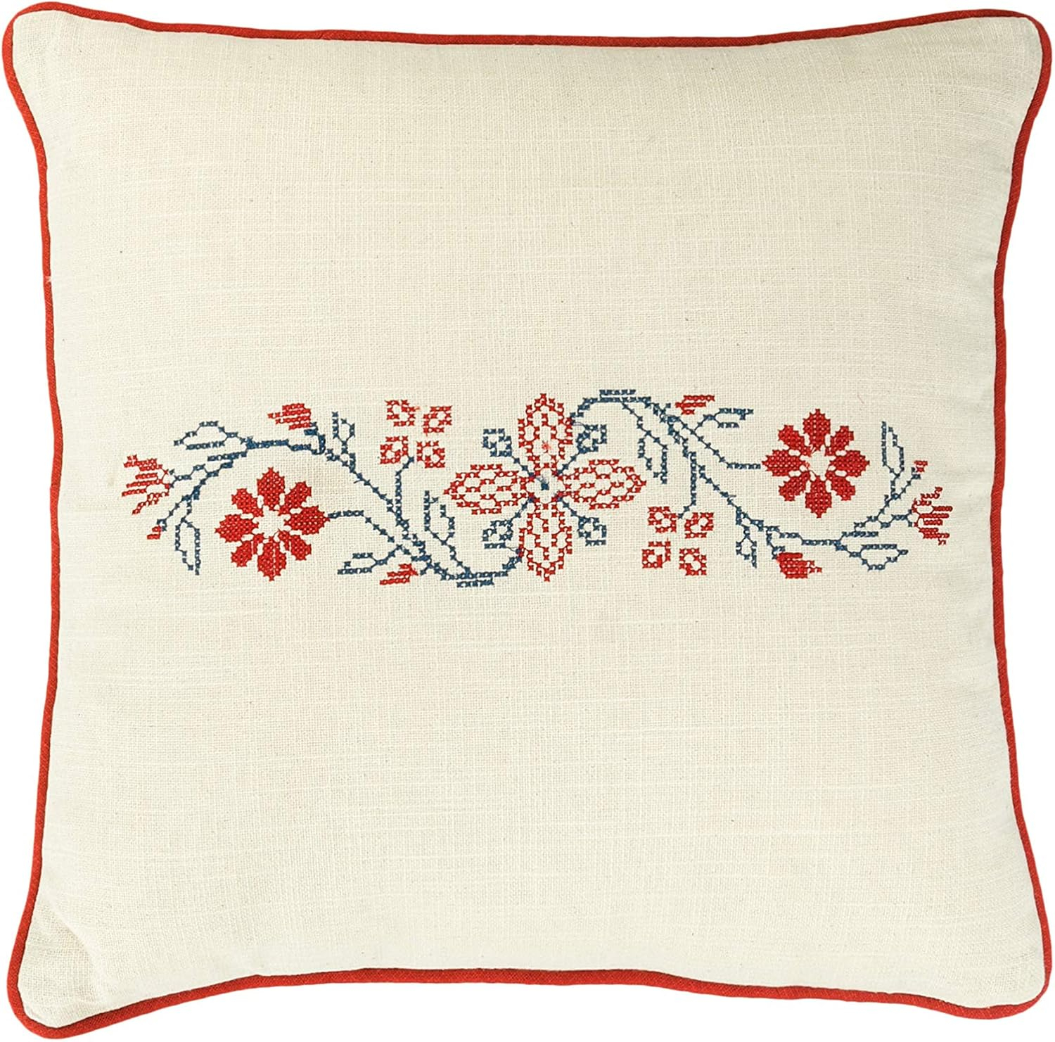 Creative Co-Op Embroidered Cotton Throw Pillow
