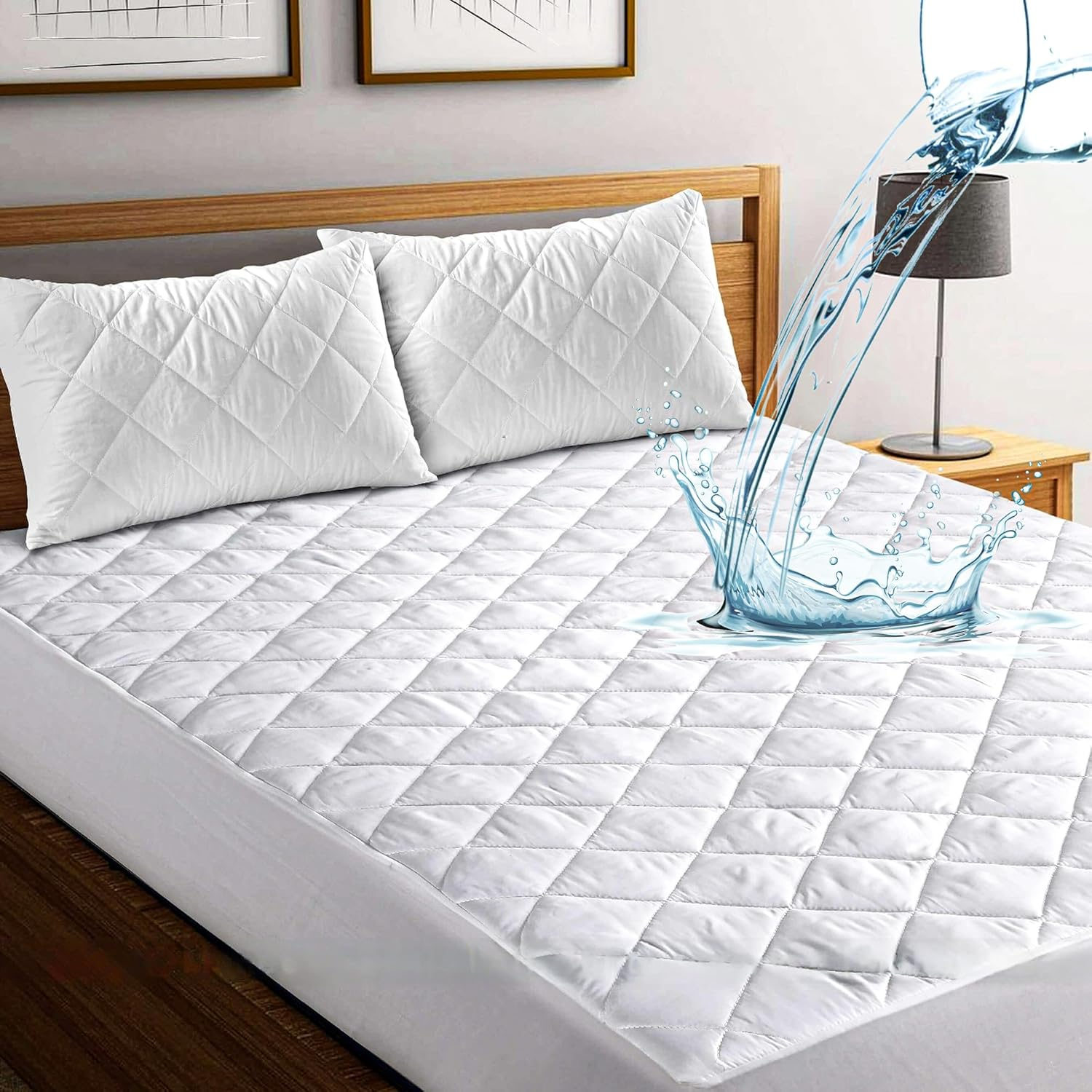 Mattress Pads, Quilted Mattress topper-Hypoallergenic Waterproof Protector (Full, Size)