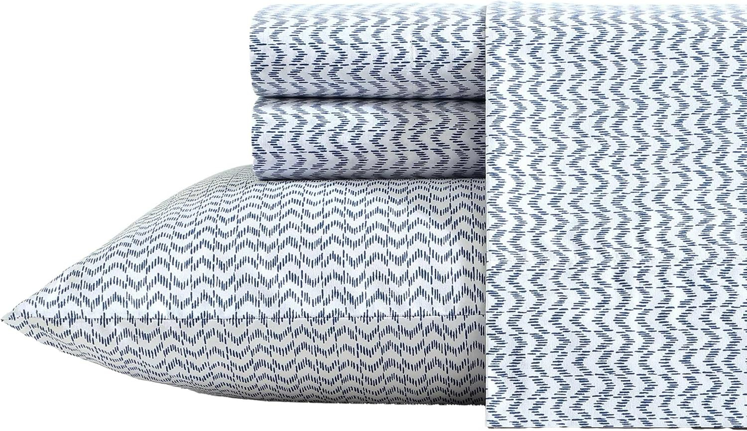 King Blue Cotton Percale Deep Pocket Sheet Set