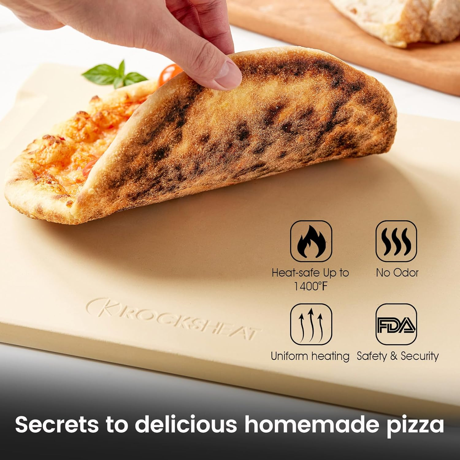 Large Pizza Stone Heavy Duty Baking Grilling Stone 20" x 13.5", Perfect for Oven, BBQ and Grill. Innovative Double - faced Built - in 4 Handles Design
