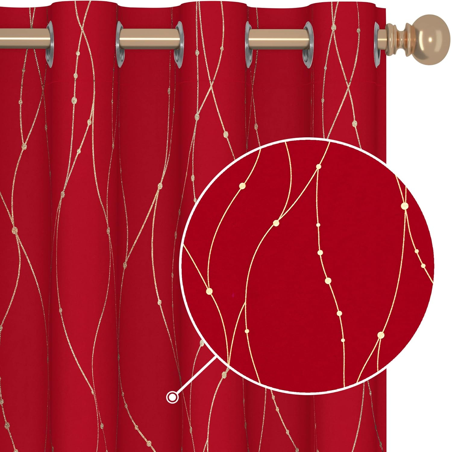 Deconovo Blackout Curtains - Thermal Insulated, Noise-Reducing Window Drapes for Bedroom, Living Room -2 Panels, Red, 42W x 54L