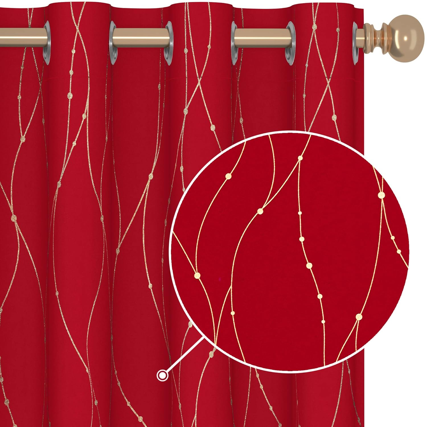 Deconovo Blackout Curtains - Thermal Insulated, Noise-Reducing Window Drapes for Bedroom, Living Room -2 Panels, Red, 42W x 54L