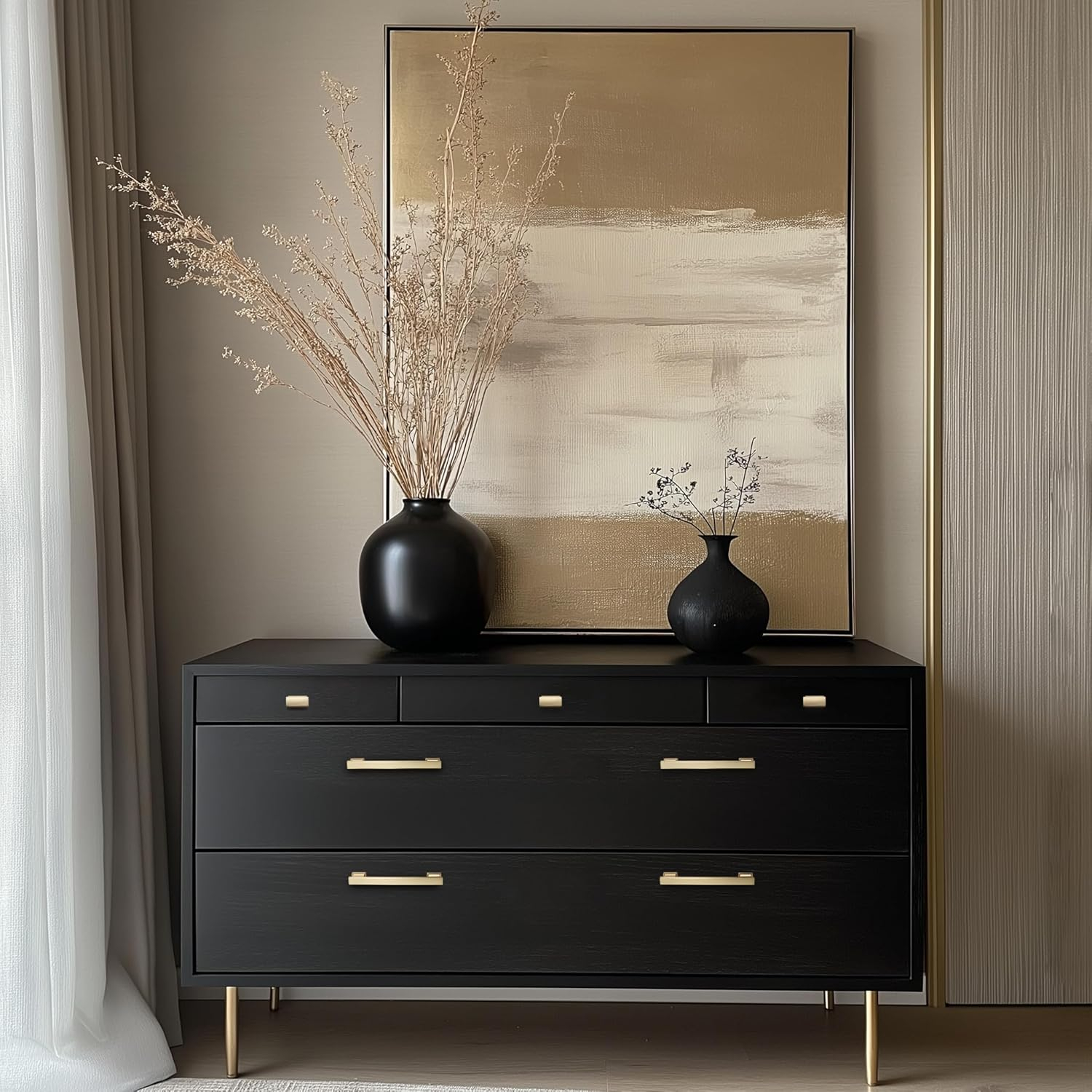 20 Pack Square Brushed Brass Gold Cabinet Knobs,Single Hole Cabinet Handles Gold Knobs for Cabinets and Drawers Cupboard Closet Bathroom Dresser Hardware,Solid Zinc Alloy