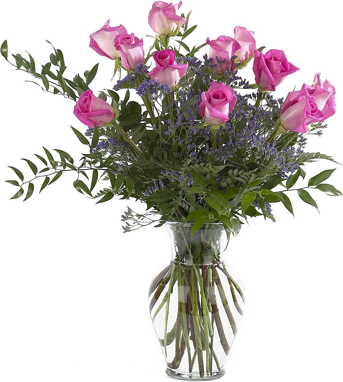 Floral Supply Online 10 5/8" Spring Garden Vase and Flower Guide Booklet- Decorative Glass Flower Vase for Floral Arrangements, Weddings, Home Decor or Office. (Clear)
