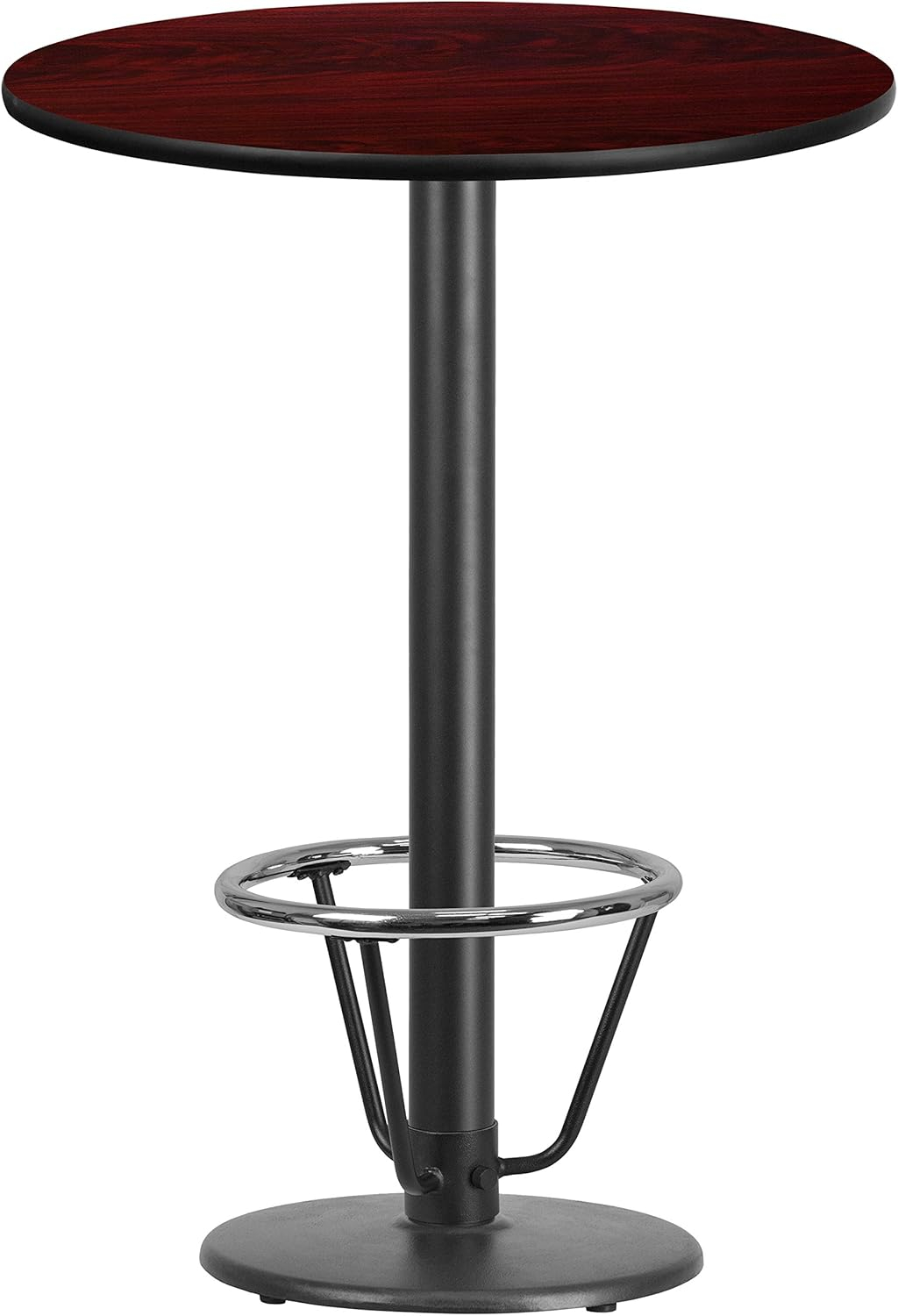 Flash Furniture 30'' Round Black Laminate Table Top with 18'' Round Bar Height Table Base and Foot Ring
