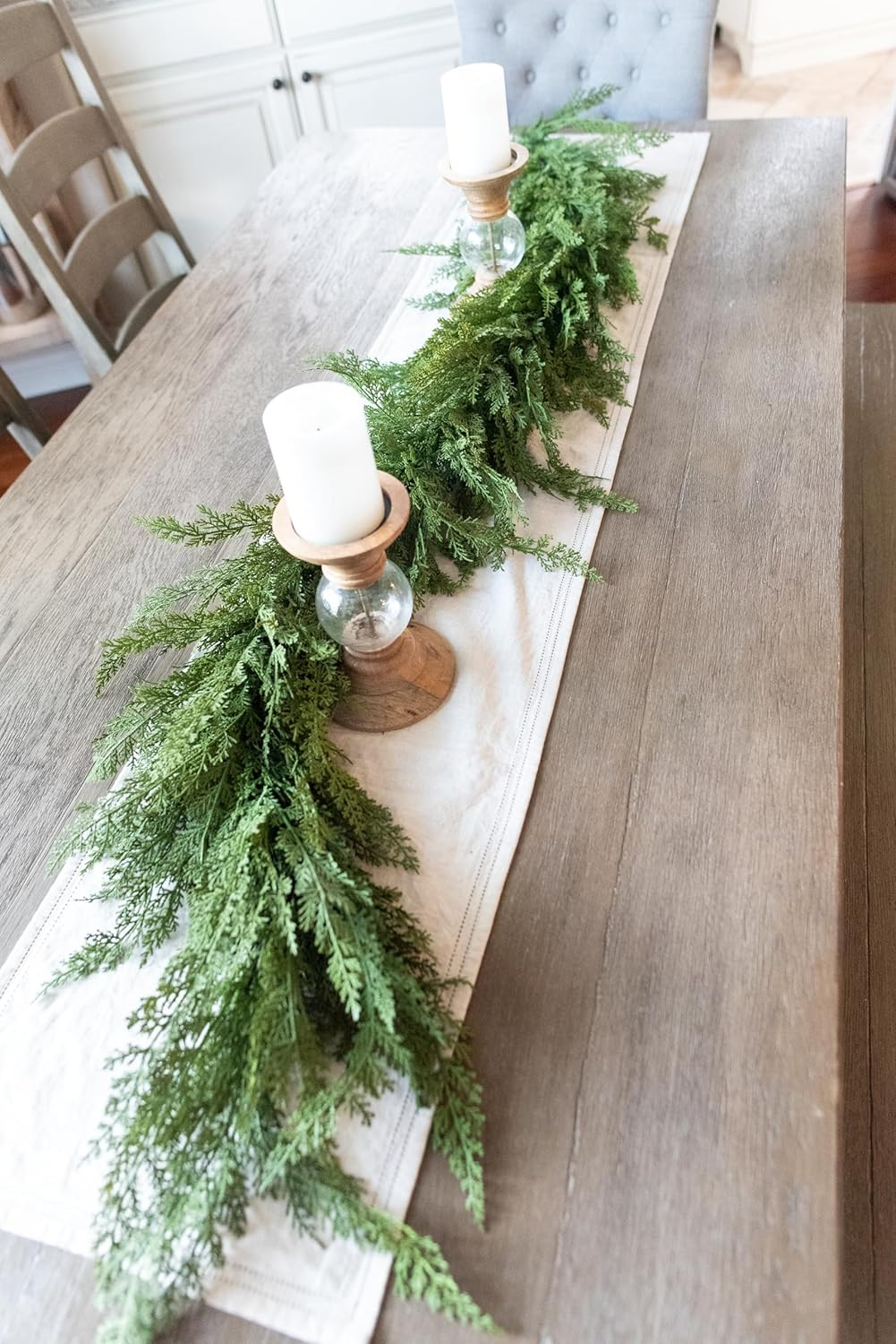 72" Faux Cedar Christmas Garland - Realistic, Extra Full Cedar for Mantle & Stairs