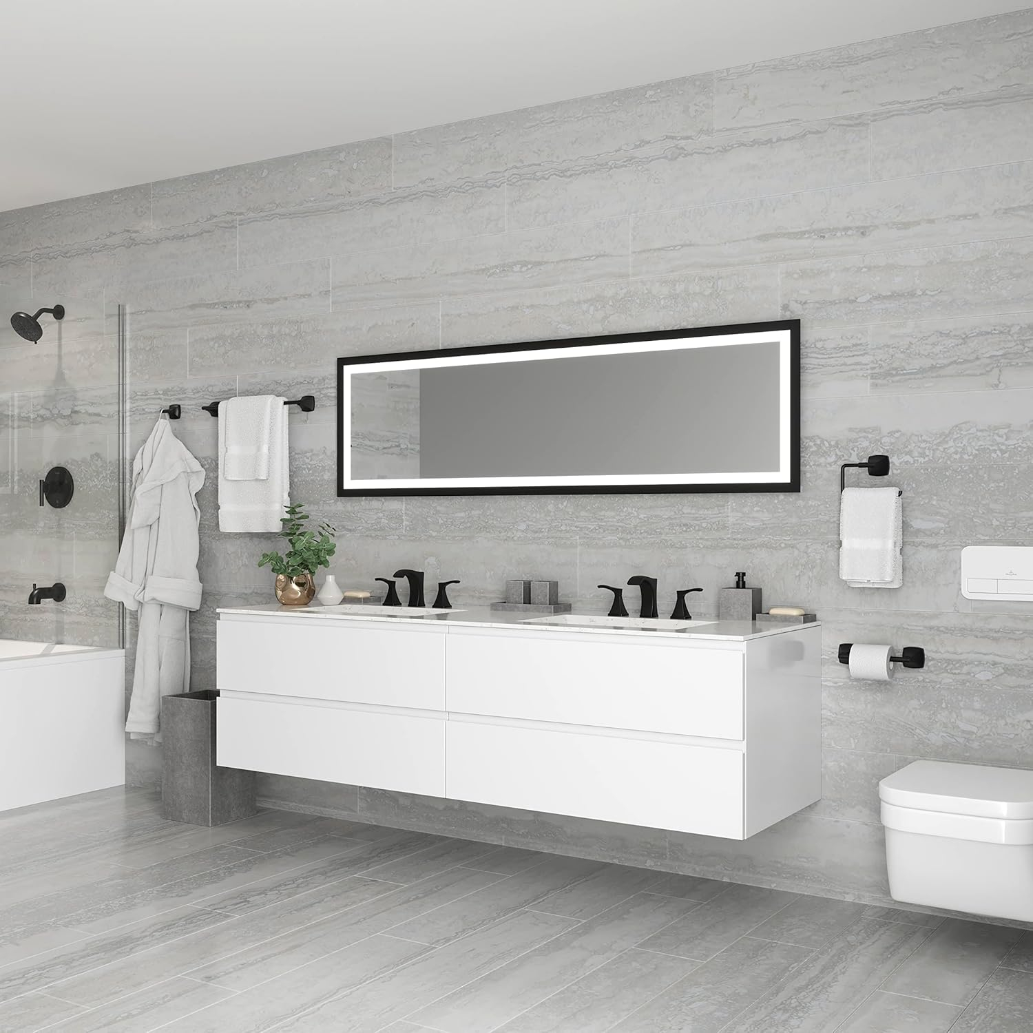 Matte Black Square Wall Mounted Towel Ring