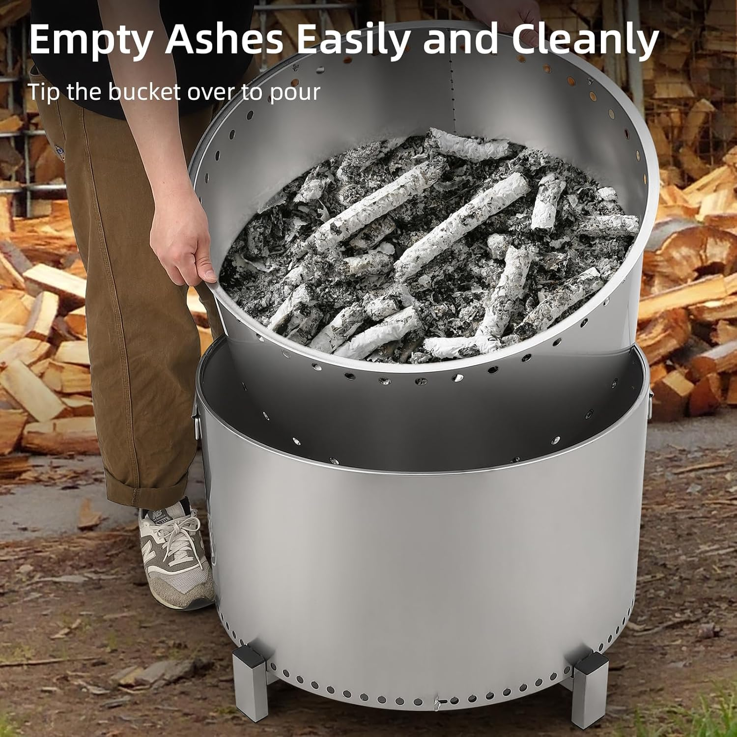 27-Inch Stainless Steel Smokeless Fire Pit with Removable Stand